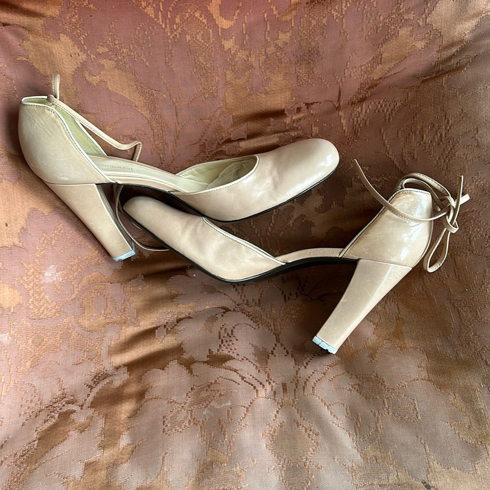 Enzo Anglolini Genuine Leather nude flash color High heels Shoes Round Toe New